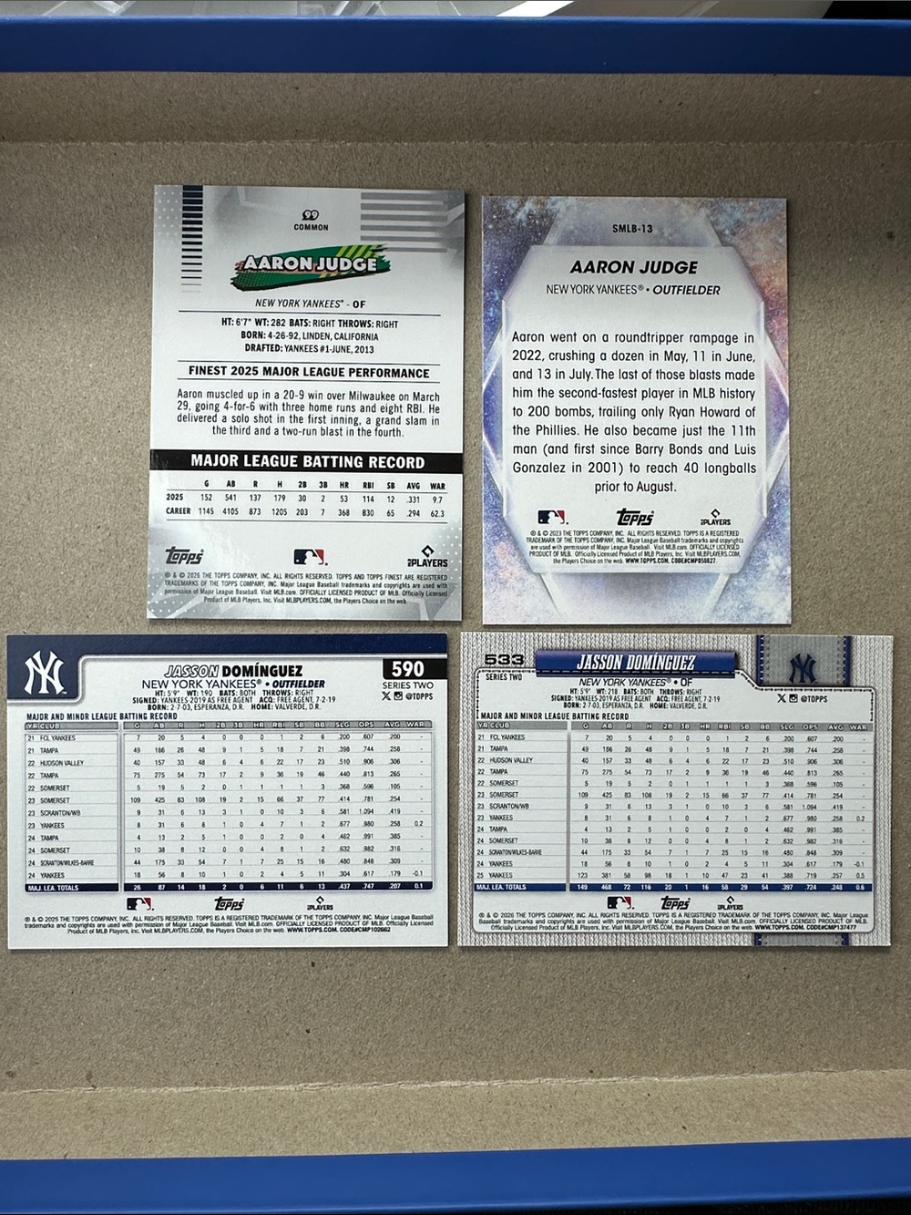 George Lombard Jr Rookie +3 Jasson Dominguez Rookies + Aaron Judge Yankees - Picture 7 of 15